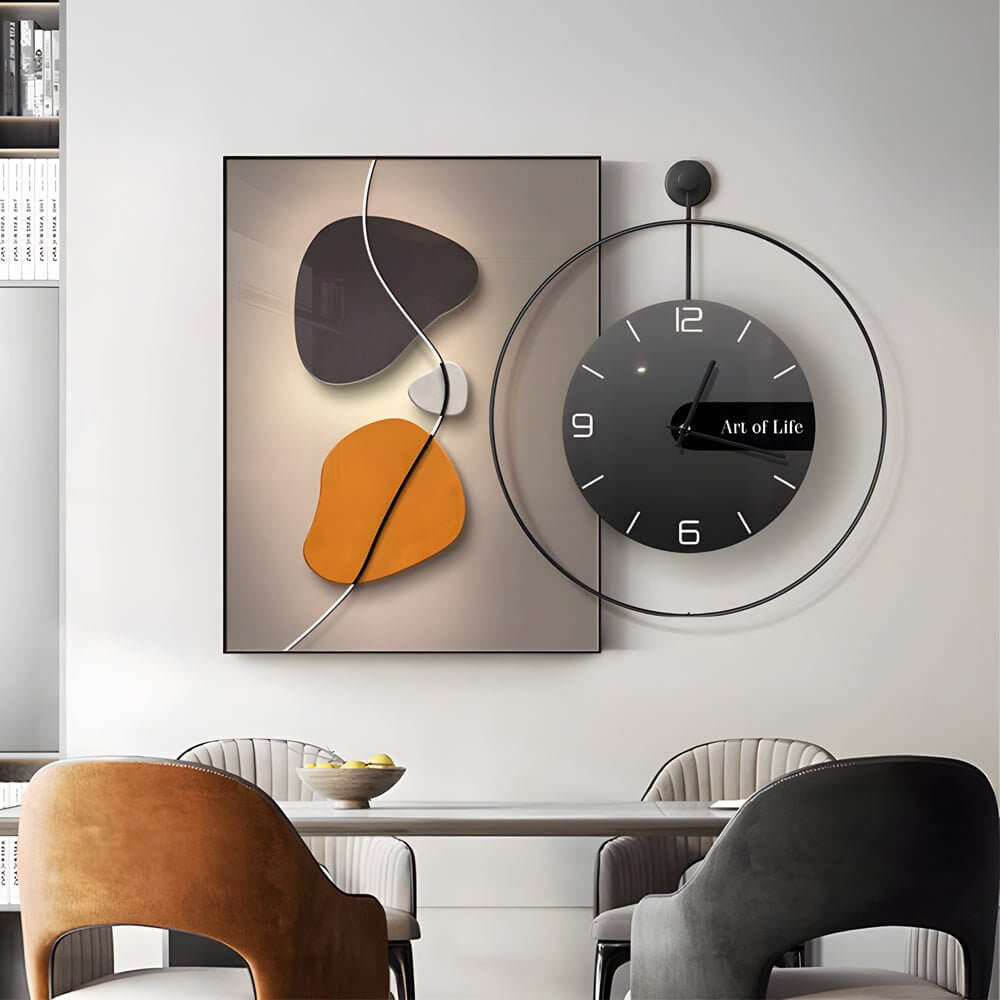 Geometric Silent Wall Clock Canvas Art - Decorative Wall Decor