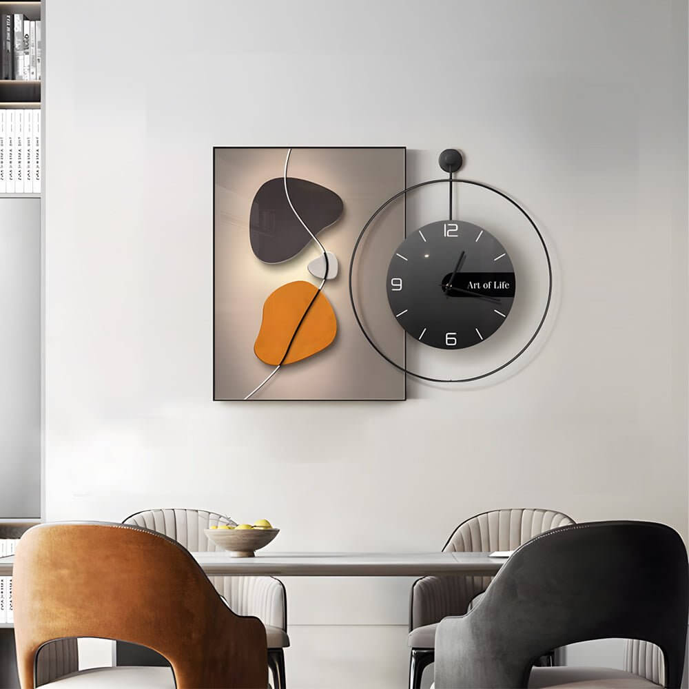 Geometric Silent Wall Clock Canvas Art - Decorative Wall Decor