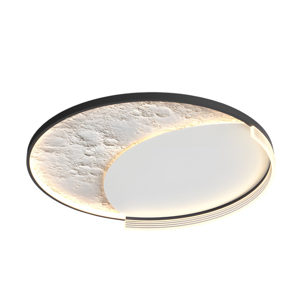 Modern Ceiling Lamp with Geometric Lunar Texture and 3-Step Dimming LED