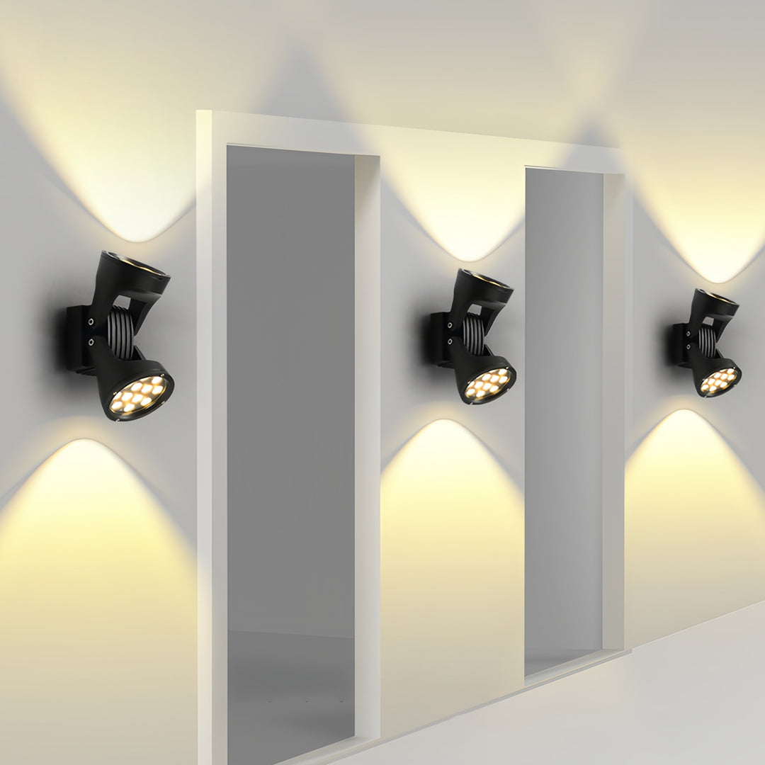 Two-Light Outdoor Wall Sconce — Die-Cast Aluminum and Glass, LED, IP65, 12W / 24W, Three-Color Temperature