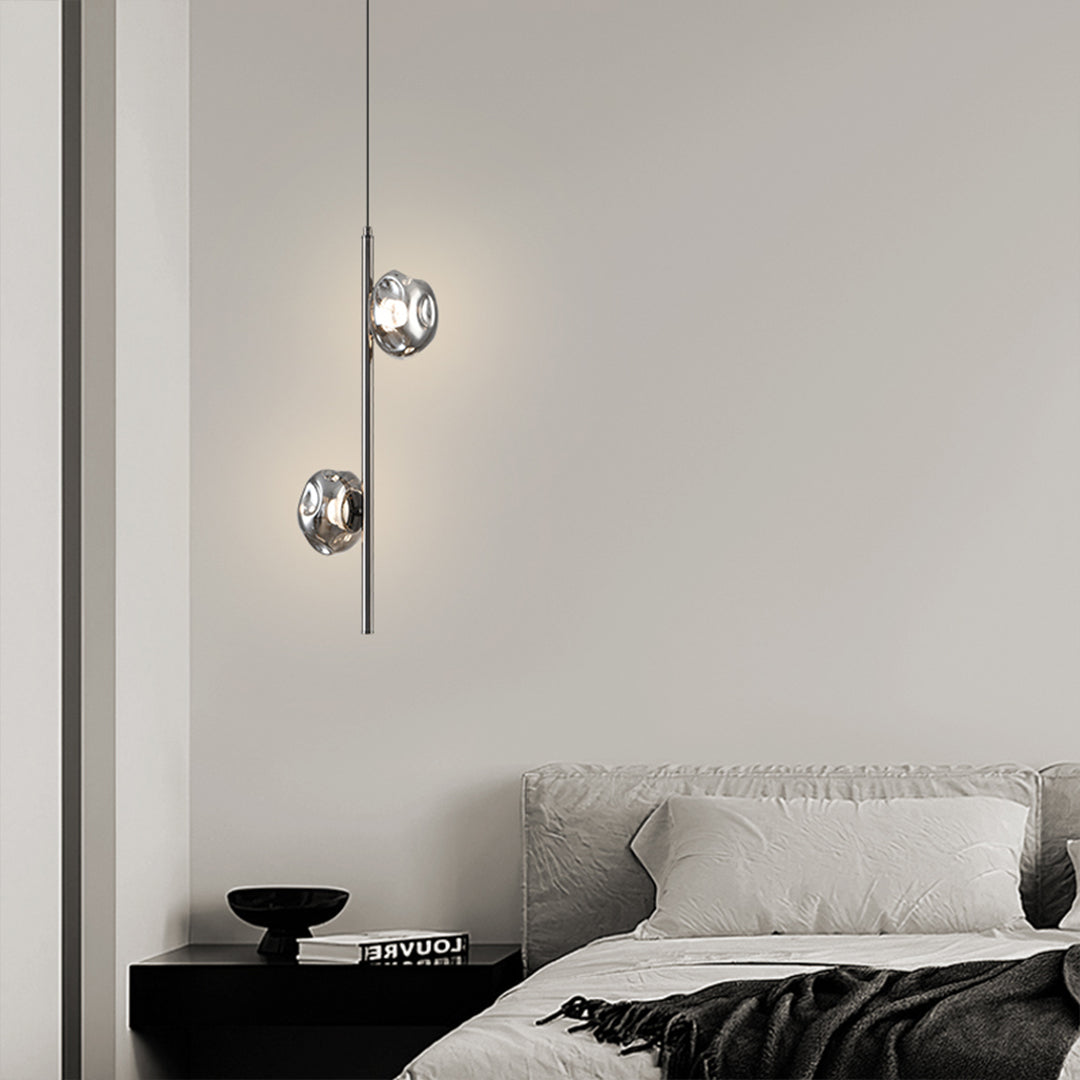 Minimalist Pleated Glass Pendant Light — Iron, Tri-Color LED, 2- or 3-Head, Copper or Black