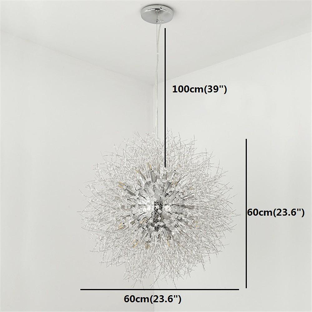 Globe Crystal Chandelier — Metal and Crystal, Dandelion Fireworks Design, 1-Light, 24" Diameter