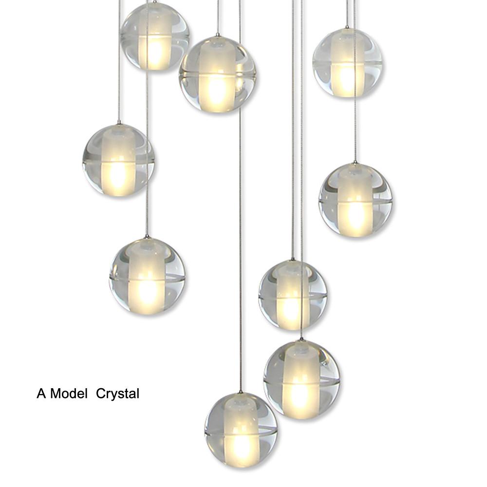 Contemporary 14-Light Crystal Ball Chandelier — Metal, Electroplated, Dimmable, 3000K / 6000K, 118" Adjustable Cord