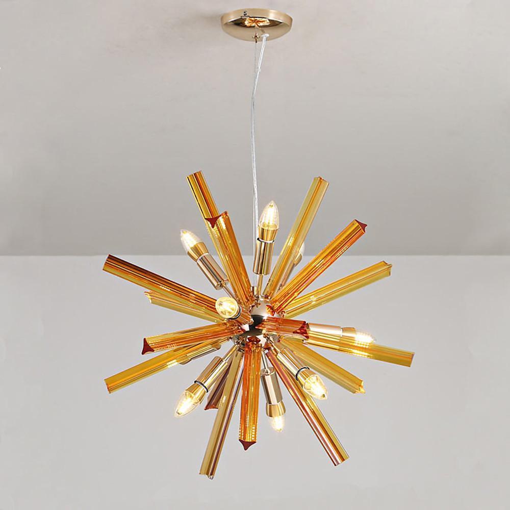 Modern 9-Light LED Metal Chandelier — Gold or Gray, 22" Diameter, 3000K Warm White, Adjustable Chain