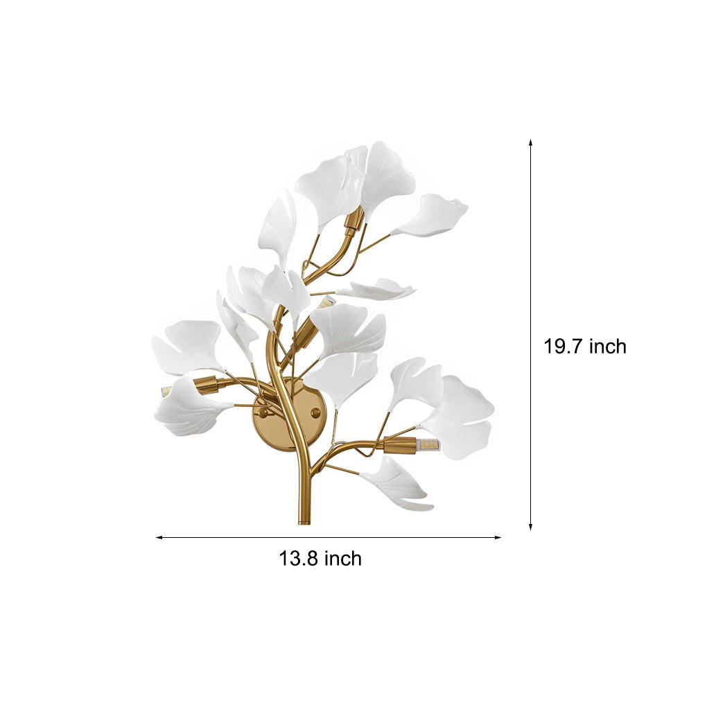 Ginkgo Leaf Branch Wall Sconce — Gold Iron, Acrylic, G9, 3-Step Dimming (3000K/4500K/6000K)
