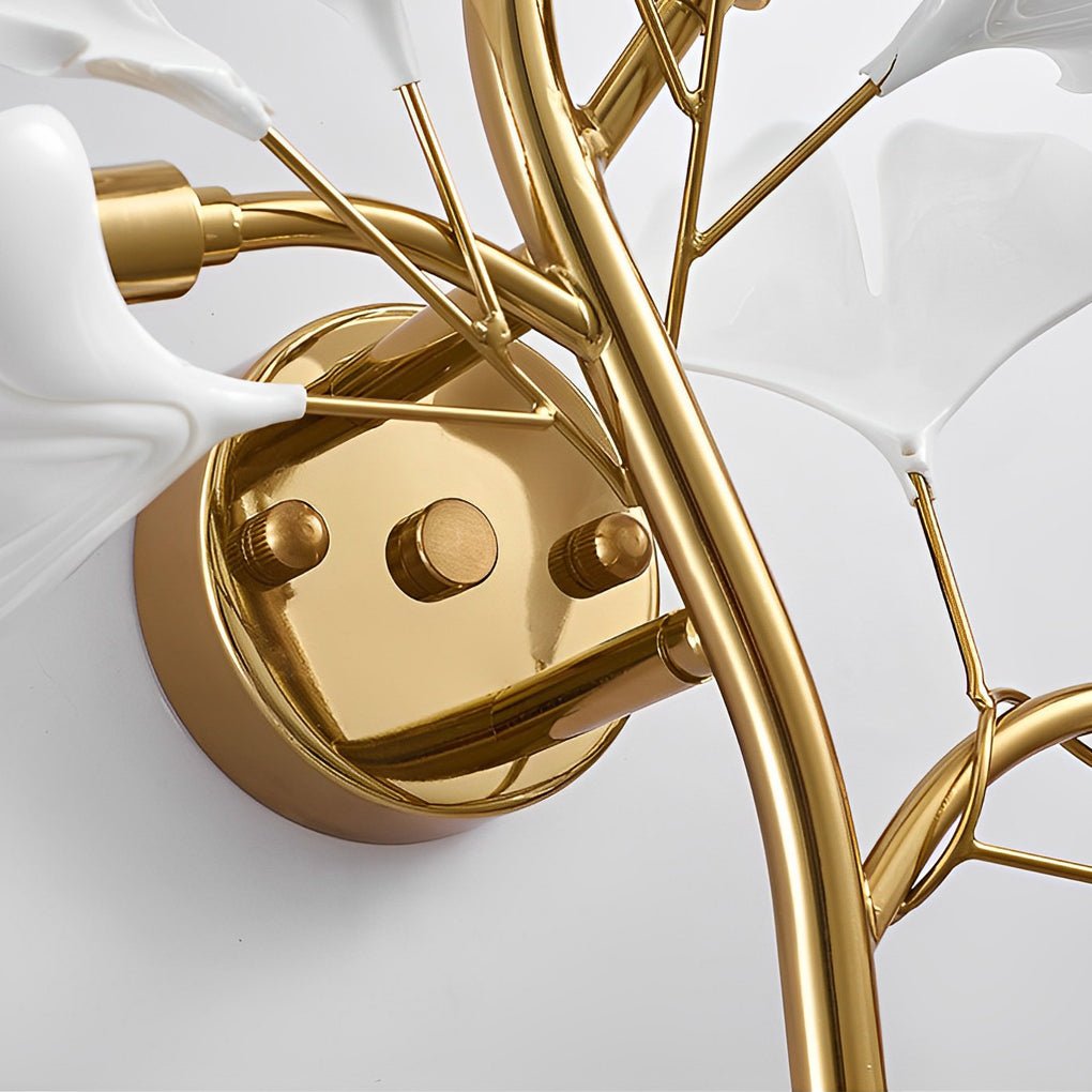 Ginkgo Leaf Branch Wall Sconce — Gold Iron, Acrylic, G9, 3-Step Dimming (3000K/4500K/6000K)