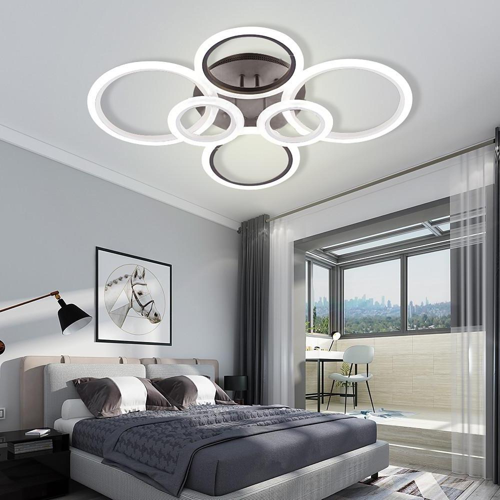 Tiered Circles Flush-Mount Ceiling Light — Aluminum & Acrylic, 2800K–7000K, 4-Light / 6-Light / 8-Light