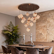 Rubik's Cube Crystal Chandelier — Champagne Gold, LED, 3-Step Dimming, 59.1" Chain, 6- to 17-Head