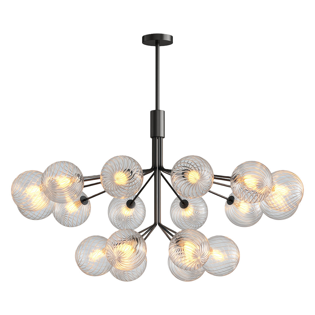 Glass Ball Chandelier — Solid Copper, G9, 9-, 12-, or 18-Light, Copper / Nickel / Black