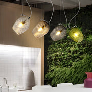 Height Adjustable Nordic Pendant Lights with Minimalist Glass Cup and Flower Bud Design