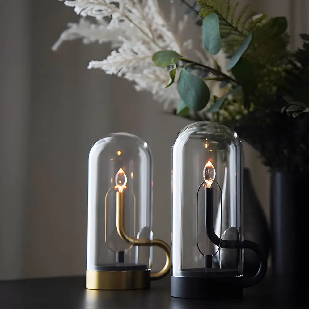 HYMN Accent Table Lamp with Glass Dome - LED Candle Luxe