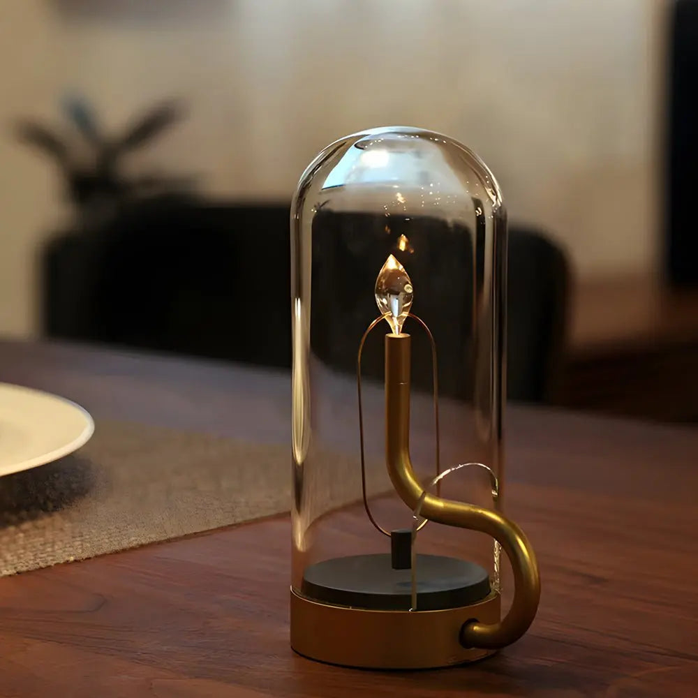 HYMN Accent Table Lamp with Glass Dome - LED Candle Luxe