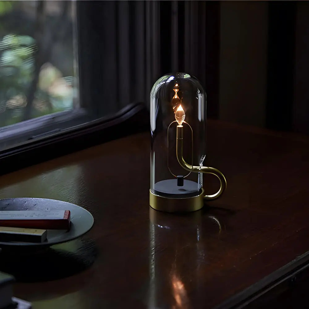 HYMN Accent Table Lamp with Glass Dome - LED Candle Luxe