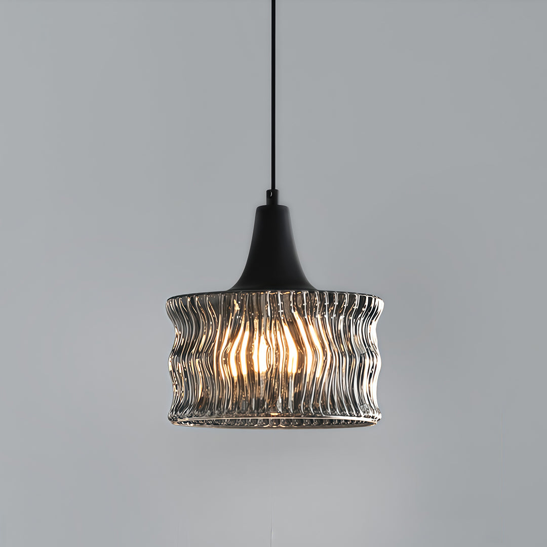Glass Drum Mini Pendant — Copper-Black, 1-Light, 6W, 3-Step Dimming (3000K/4500K/6000K), Adjustable Cord