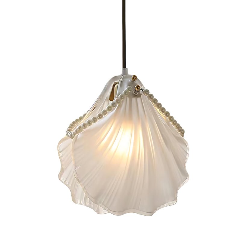 French Glass Chandelier — Feather, Seashell, Leaf & Flower Variants, E14, Three-Step Dimming (3000K/4500K/6000K), 7.9" Diameter