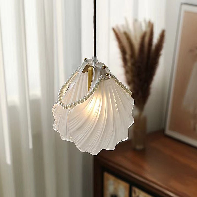French Glass Chandelier — Feather, Seashell, Leaf & Flower Variants, E14, Three-Step Dimming (3000K/4500K/6000K), 7.9" Diameter