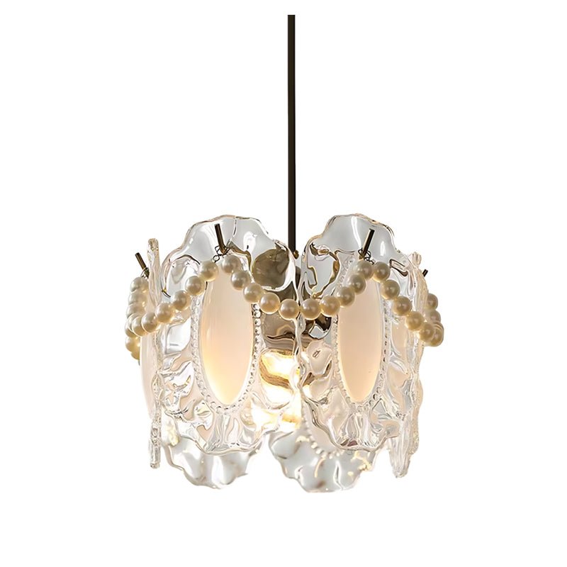 French Glass Chandelier — Feather, Seashell, Leaf & Flower Variants, E14, Three-Step Dimming (3000K/4500K/6000K), 7.9" Diameter