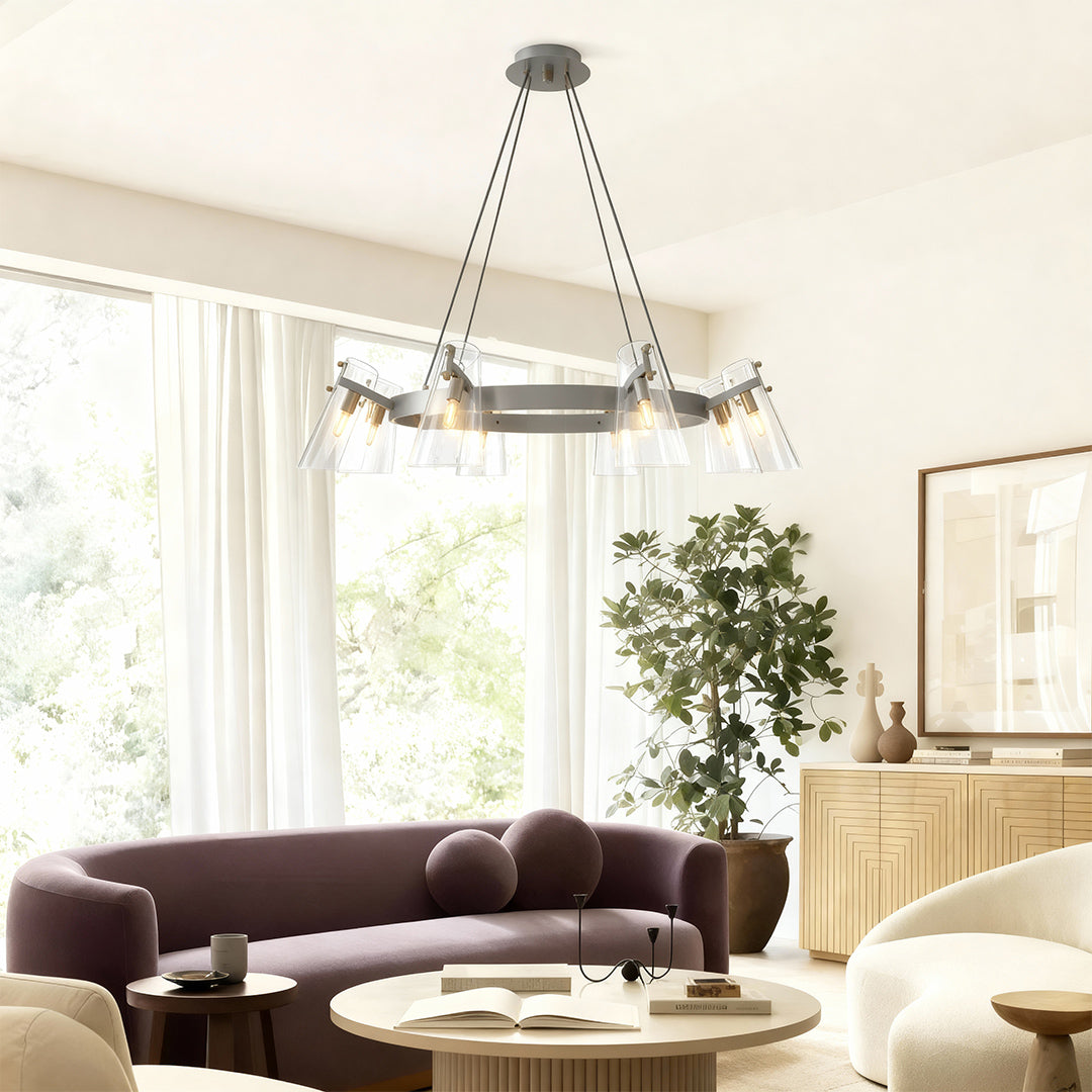 Modern Cluster Chandelier — All-Copper Frame, Acrylic Shade, G9, 6- or 8-Light, Copper / Chrome / Black