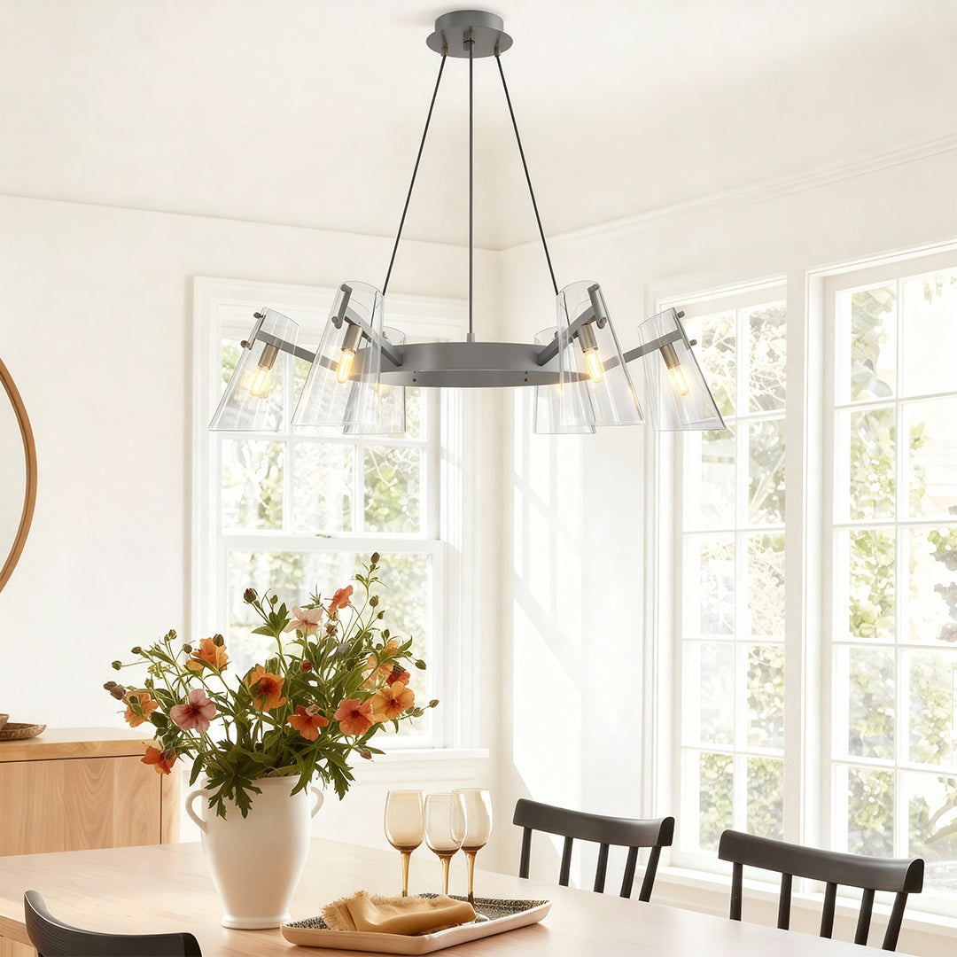 Modern Cluster Chandelier — All-Copper Frame, Acrylic Shade, G9, 6- or 8-Light, Copper / Chrome / Black