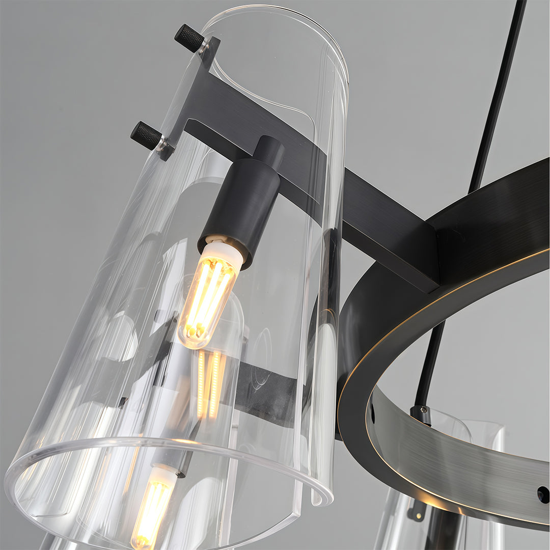 Modern Cluster Chandelier — All-Copper Frame, Acrylic Shade, G9, 6- or 8-Light, Copper / Chrome / Black