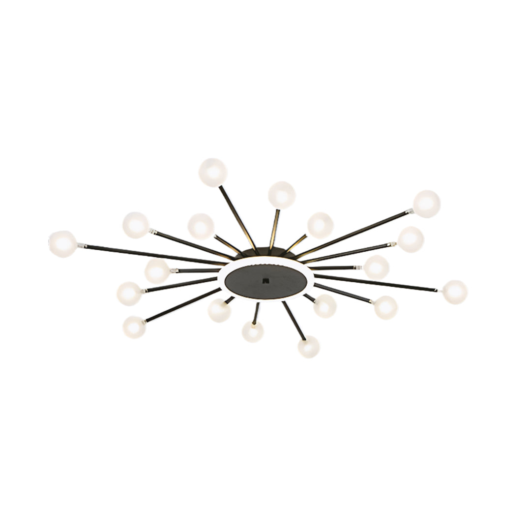 Sputnik Flush-Mount Ceiling Light — Iron and Glass, 18/24/30-Light, 54W–90W, Gold or Black, 3-Step Dimming