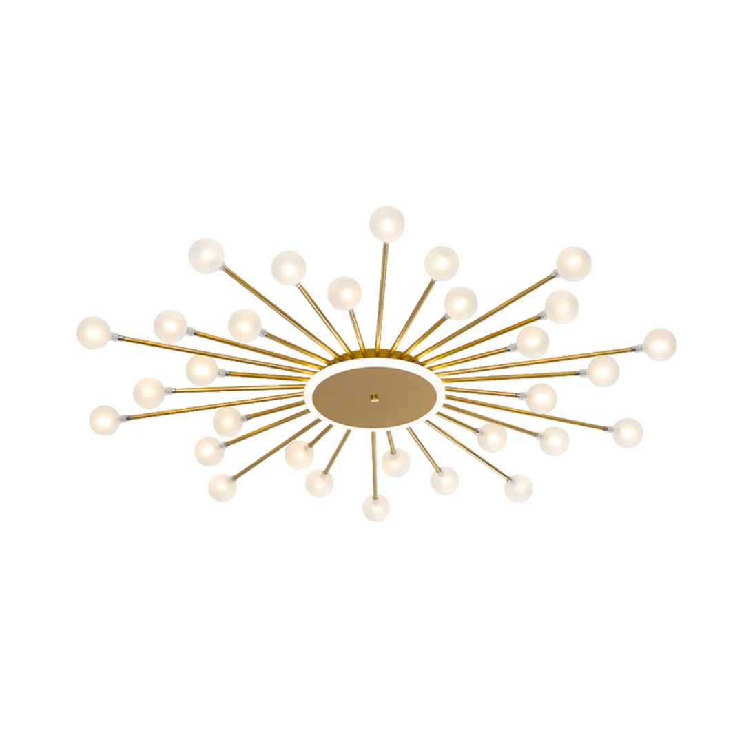Sputnik Flush-Mount Ceiling Light — Iron and Glass, 18/24/30-Light, 54W–90W, Gold or Black, 3-Step Dimming