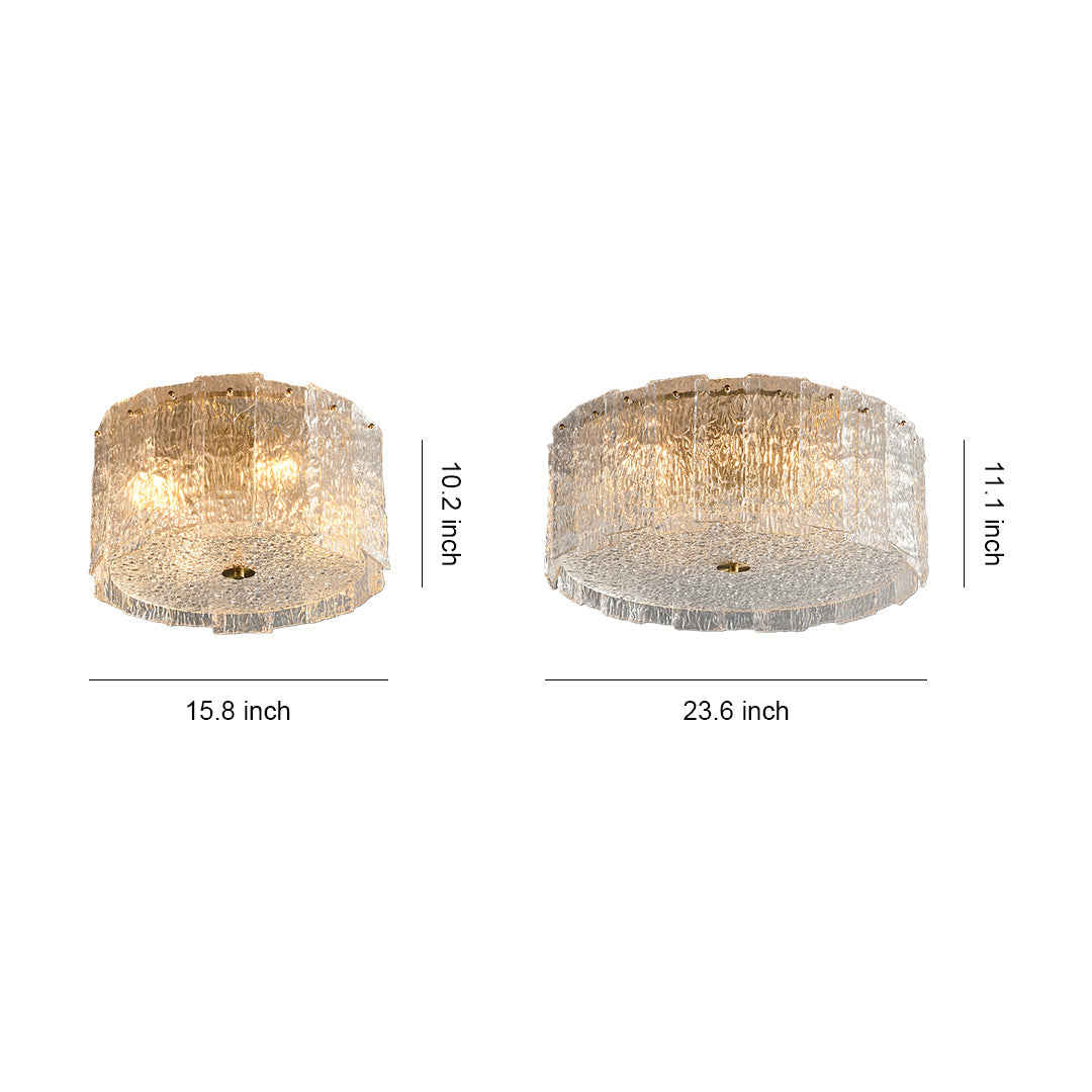 Copper Glass Flush-Mount Ceiling Light — Full Copper Frame, Clear Glass Shade, E14, Modern
