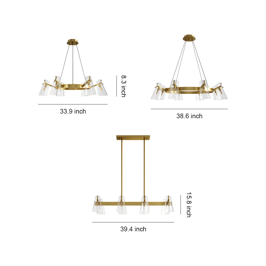 Modern Cluster Chandelier — All-Copper Frame, Acrylic Shade, G9, 6- or 8-Light, Copper / Chrome / Black