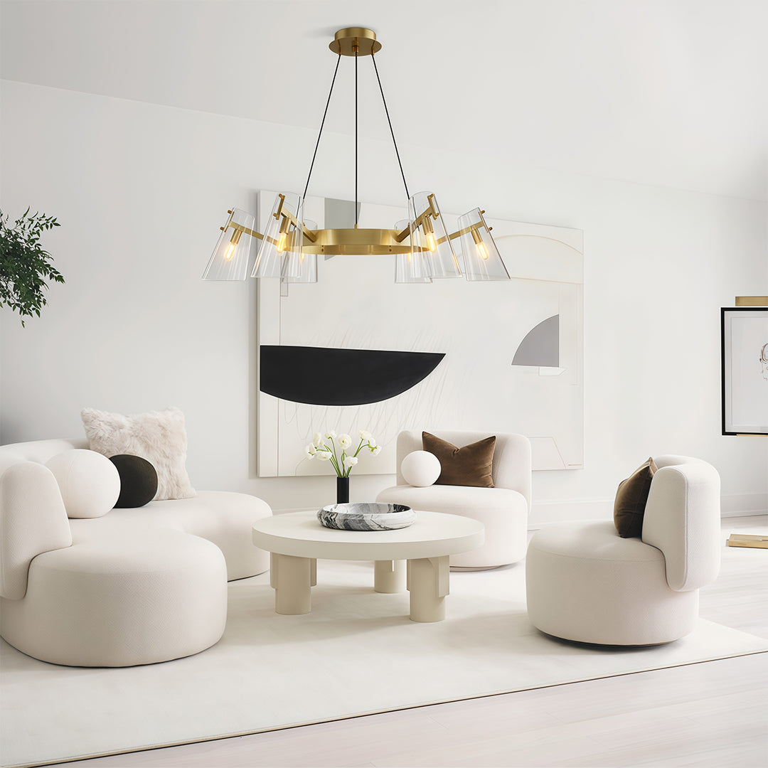 Modern Cluster Chandelier — All-Copper Frame, Acrylic Shade, G9, 6- or 8-Light, Copper / Chrome / Black