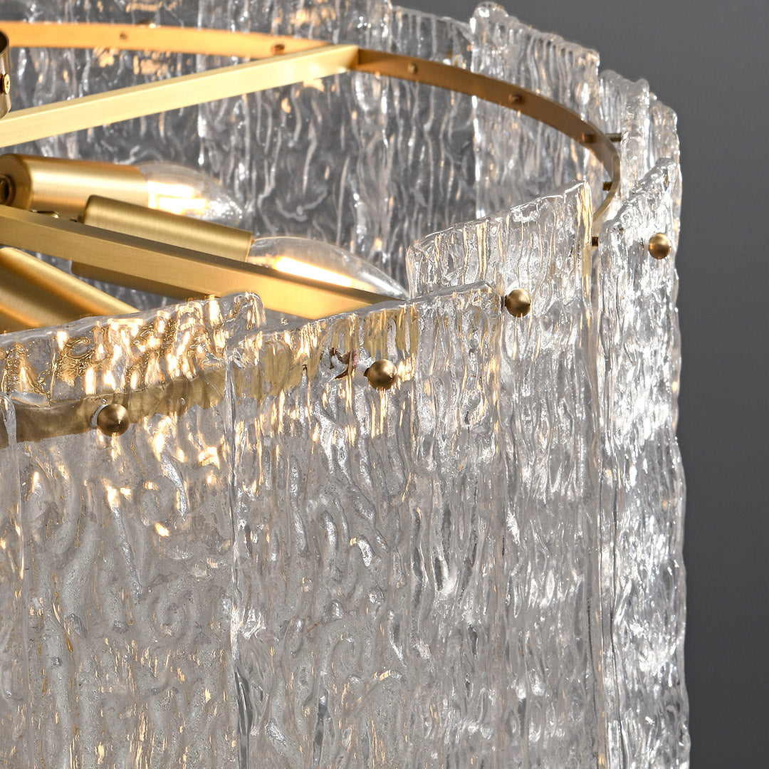 Copper Glass Flush-Mount Ceiling Light — Full Copper Frame, Clear Glass Shade, E14, Modern