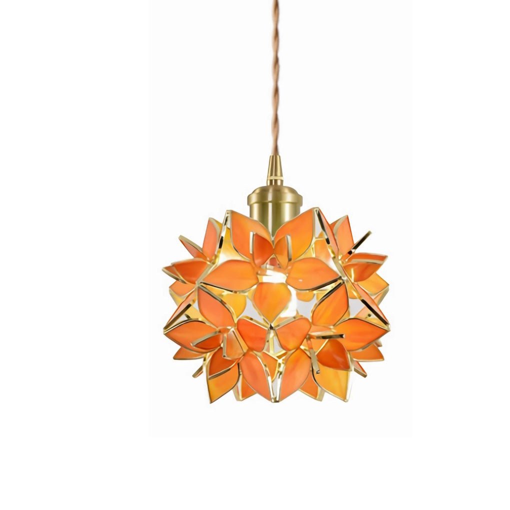 Gardenia Petal Pendant Light — Glass & Brass, E27 LED, 7.9" Diameter, 59" Adjustable Cord