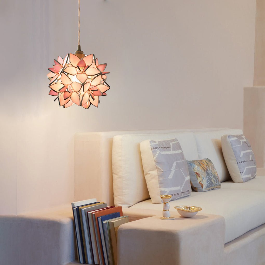 Gardenia Petal Pendant Light — Glass & Brass, E27 LED, 7.9" Diameter, 59" Adjustable Cord