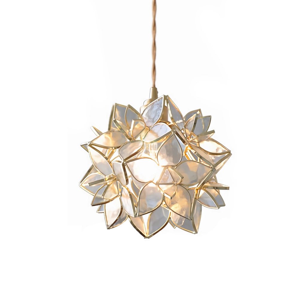 Gardenia Petal Pendant Light — Glass & Brass, E27 LED, 7.9" Diameter, 59" Adjustable Cord
