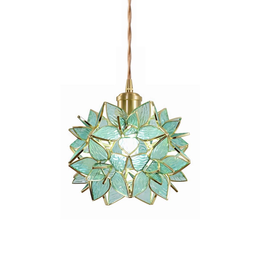 Gardenia Petal Pendant Light — Glass & Brass, E27 LED, 7.9" Diameter, 59" Adjustable Cord