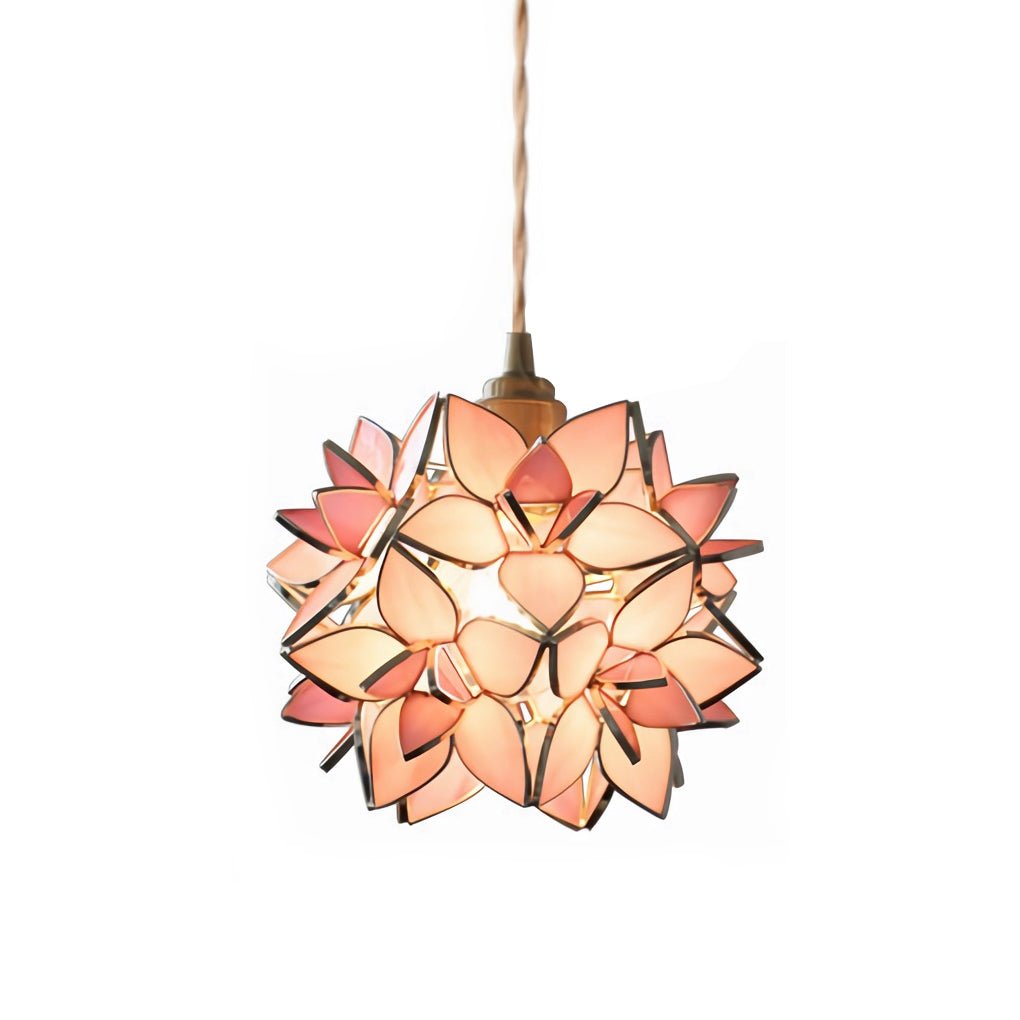 Gardenia Petal Pendant Light — Glass & Brass, E27 LED, 7.9" Diameter, 59" Adjustable Cord