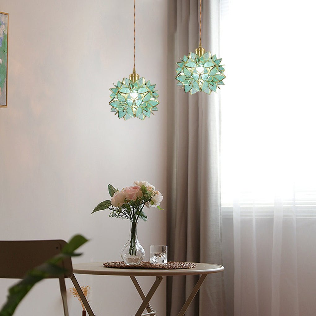 Gardenia Petal Pendant Light — Glass & Brass, E27 LED, 7.9" Diameter, 59" Adjustable Cord