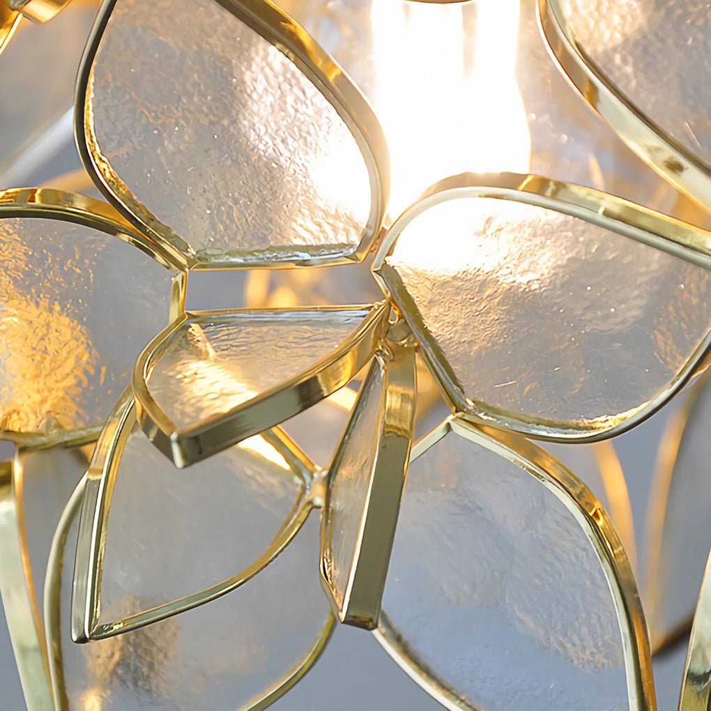 Gardenia Petal Pendant Light — Glass & Brass, E27 LED, 7.9" Diameter, 59" Adjustable Cord