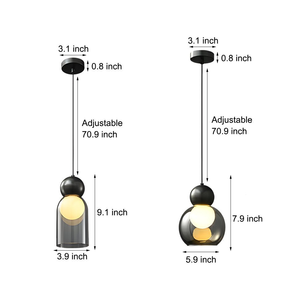 Glass Gourd Mini Pendant — Copper and Glass, E27, 3-Step Dimming (3000K/4500K/6000K), 70.9" Cord