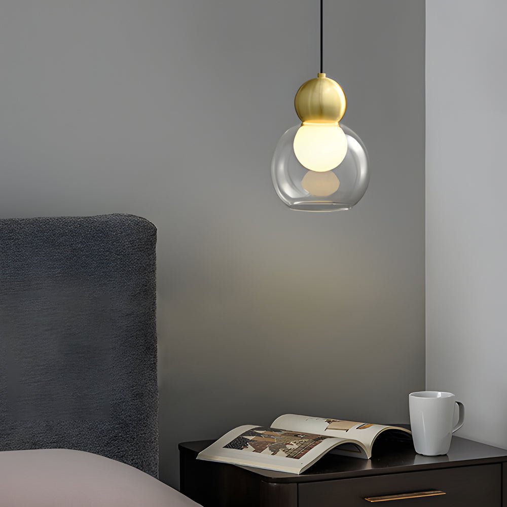 Glass Gourd Mini Pendant — Copper and Glass, E27, 3-Step Dimming (3000K/4500K/6000K), 70.9" Cord
