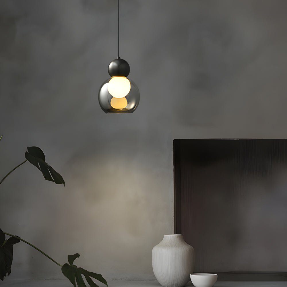 Glass Gourd Mini Pendant — Copper and Glass, E27, 3-Step Dimming (3000K/4500K/6000K), 70.9" Cord