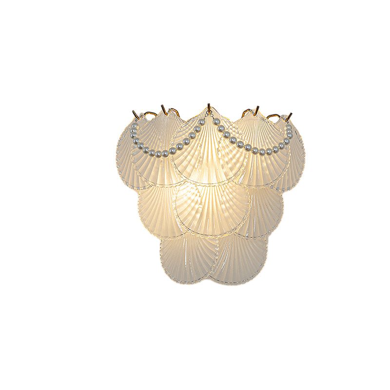French Glass Leaf & Feather Wall Sconce — E14 LED, Three-Step Dimming, Pearl Tassel, 12.2" Wide
