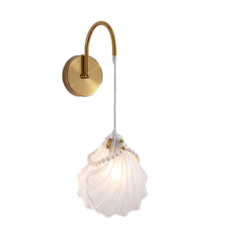 Glass Leaves and Feathers Wall Sconce — Copper Iron, E14, Three-Step Dimming (3000K/4500K/6000K), 7.9"