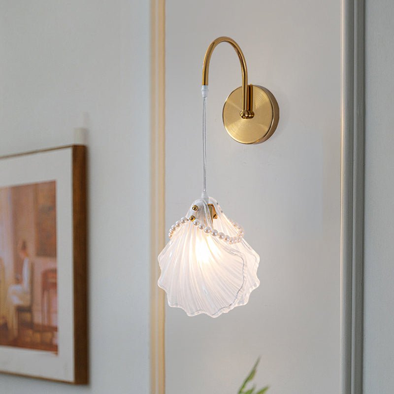 Glass Leaves and Feathers Wall Sconce — Copper Iron, E14, Three-Step Dimming (3000K/4500K/6000K), 7.9"