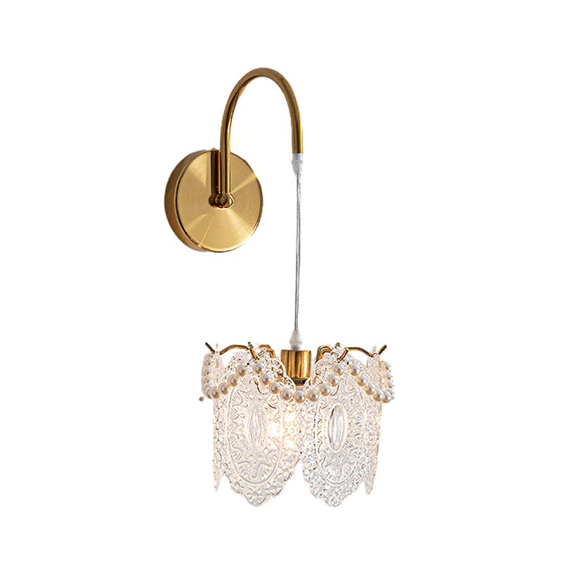 Glass Leaves and Feathers Wall Sconce — Copper Iron, E14, Three-Step Dimming (3000K/4500K/6000K), 7.9"