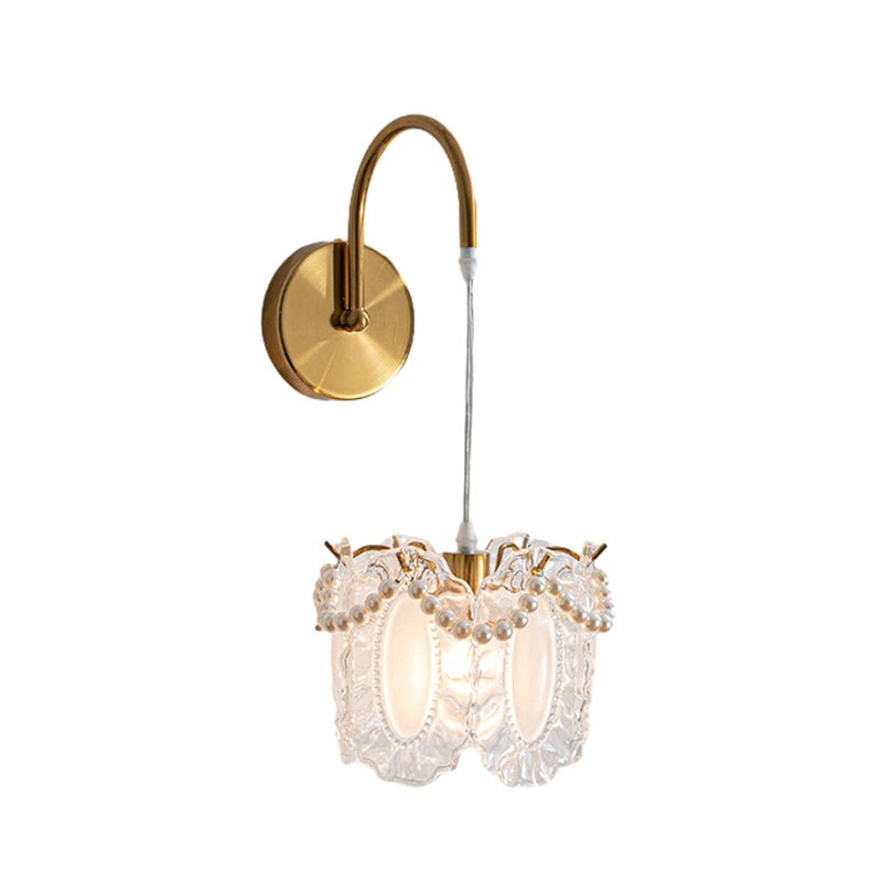 Glass Leaves and Feathers Wall Sconce — Copper Iron, E14, Three-Step Dimming (3000K/4500K/6000K), 7.9"