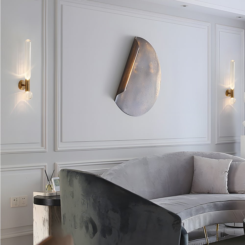 Postmodern Up/Down Wall Sconce — Glass Long Tube, Gold Metal, G9, 5.9" × 22"