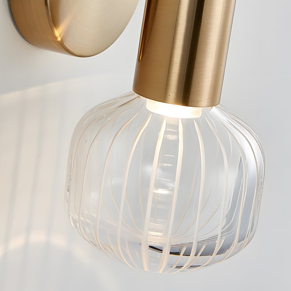 Postmodern Up/Down Wall Sconce — Glass Long Tube, Gold Metal, G9, 5.9" × 22"