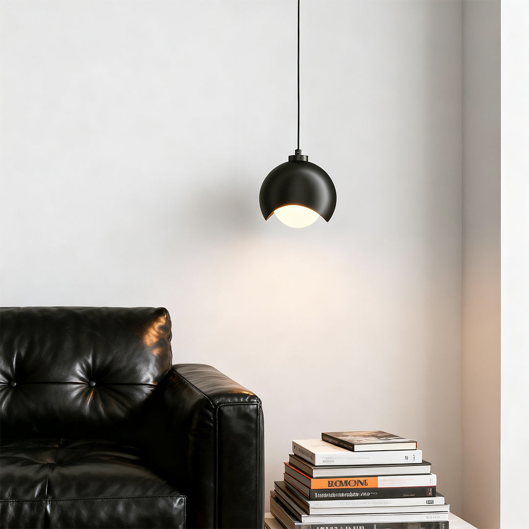 Minimalist Glass Pendant — Brass Frame, Transparent Glass Shade, G9, 1-Light