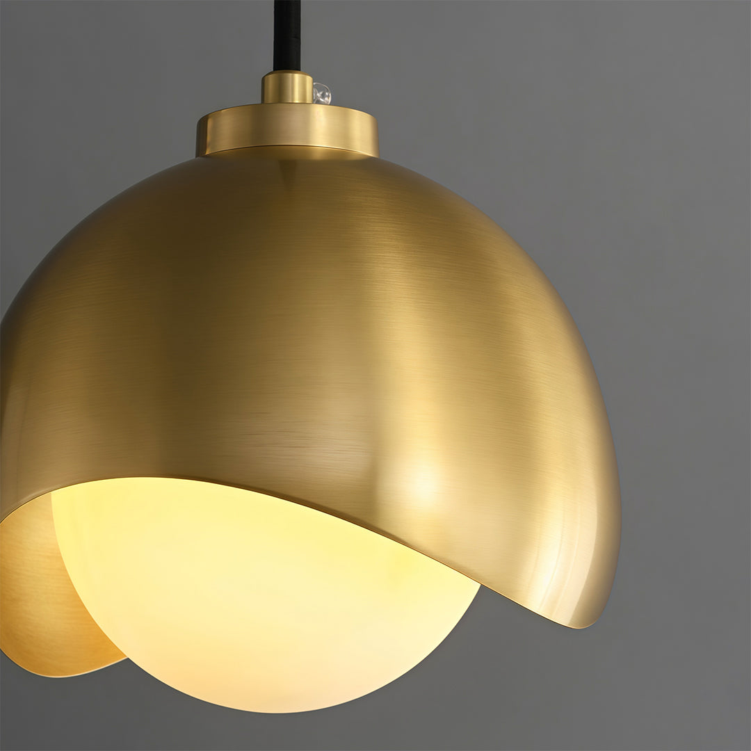Minimalist Glass Pendant — Brass Frame, Transparent Glass Shade, G9, 1-Light