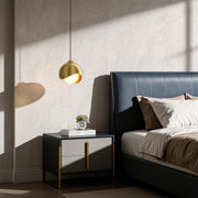 Minimalist Glass Pendant — Brass Frame, Transparent Glass Shade, G9, 1-Light